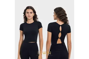 New Solid Style Women's Sports Yoga Top T-Shirts Comfortable and Breathable Round Neck Short Sleeve Fitness Sportswear