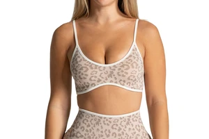 Women's Lightweight Breathable Seamless Beauty Back Two Tone Sports Bra Shockproof Yoga Vest Outdoor Leopard Print Fitness Top