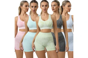 Women's Yoga Sports Outdoor Running Fitness Suit Quick-drying Slim-fit Hip-lifting Solid Polyester/Nylon 2-Piece Set