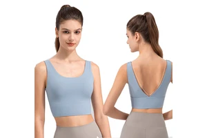 Deep V Back Sport Bra Running Yoga Fitness Shockproof Bra Running Vest Training Backless Yoga tank Top Women Sport