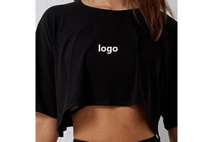 Custom Summer Sports Style T-Shirt Running Fitness Short Sleeve Yoga Crop Top Casual Basic Top Oversized T-shirt for Women
