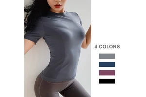 Custom Breathable Girls Sports Running Top Wear Activewear Yoga Fitness T-shirts Short Sleeve Women Workout T-shirts