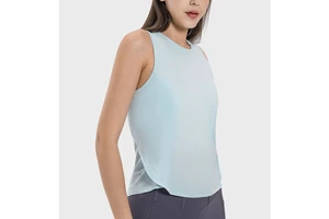 Women Yoga Nylon Lightweight Stretch Sports Top Sleeveless Loose Fitness Gym 2025 Workout Cross Back Breathable Crop Tank Top