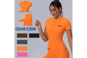 Crew Neck Short Sleeve Yoga Top Quick Dry for Running Outdoor Gym Women Manufacturer