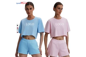 Super Hot Women Active Yoga Top Casual Sports T Shirts Breathable Custom Logo Cotton Round Neck Crop Top T-shirt
