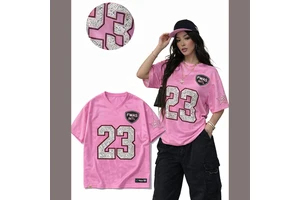 Women's Custom Sublimated American Football Soccer Jersey Crop T-shirts Custom Number Rhinestone Graphic V-Neck Unisex T-shirts