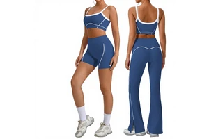 Sleeveless Solid Nude Feel Chest Pads Sweat-Wicking Outerwear Underwear Shoulder Strap Contrast Color Bra Shorts Yoga Set Sling