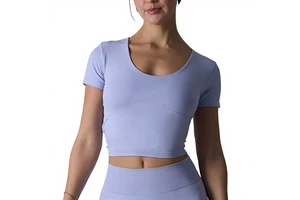 Seamless Yoga Top for Women Breathable Short Sleeve Fitness Workout Activewear