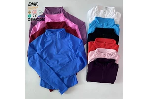 LVD433 Yoga Jacket With Half Zip Shirt Women Long Sleeve Sport Tops Seamless Running Workout Coat Fitness Clothing Activewear