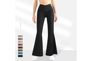 Hot Sale Women Flare Yoga Sweat Pants High Waist V Shape Casual Butt Lift Wide Leg Sweatpants