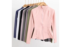Slim Breathable Yoga Fitness Long-sleeved for Top Stand Collar Quick-drying Sports Jacket