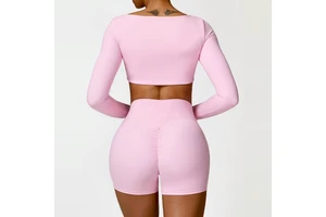 High Quality Long Sleeves Hanging Neck Yoga Clothing Tight Quick Dry Sports Fitness Yoga Pilates Outfit
