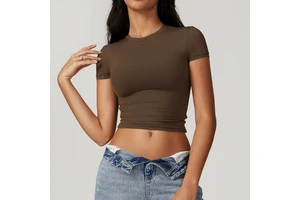 Quick-Dry Plus Size Slim Fit Workout T-Shirt Women Breathable Stretchy Casual O-Neck Yoga Top Running Pilates Summer Short Tank