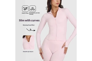 European American Style High-end Yoga Jacket Women Stand-up Collar Slimming Sports Top Long-sleeve Zip-up Breathable