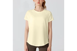 YD298 Women's Breathable Yoga Vest Quick Dry Loose-Fitting Wear Short Sleeve Round Neck Yoga Top for Training Gym Wear