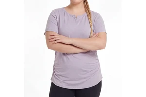 Women Loose Fit Yoga Exercise Clothing Summer Sport Tee Plus Size Workout Tops V Neck T Shirts
