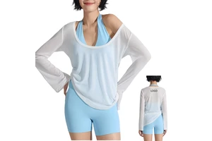 Newly Designed AL Women's Loose Long Sleeved Pleated Drawstring V-neck Sports Topsummer Outdoor Fitness Breathable Yoga Smock