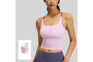 Solid Color Cross Hollow Back Gym Yoga Underwear Top Shockproof With Chest Pad Women Seamless Sports Fitness Yoga Vest