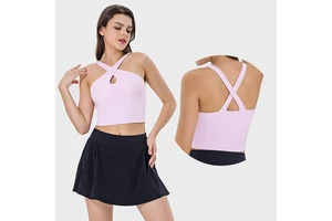 New Arrival Women Cross Adjustable Straps Sports Bras Vest Sexy Halter Neck Backless Gym Padded Bra Yoga Top for Woman