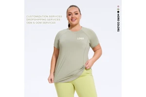 Wholesale Plus Size Shirts for Women Sports Pilates Yoga Gym Wear Summer Loose Casual Quick Dry Sports Tops for Women