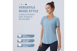 Buttery Soft Women's Lightweight Yoga T-Shirt Breathable Quick Dry Sweat-Wicking Fitness Top for Running Spandex/Nylon Loose Fit