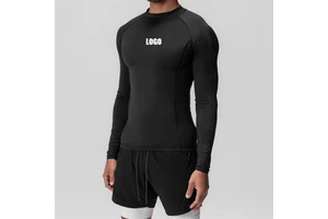 OEM Four-Way Stretch Workout Top Raglan Shoulder Gym Shirts Compression Mock Neck Long Sleeve