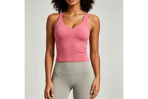 Wholesale Custom Logo Women's Sleeveless Yoga Tank Top Built-in Sports Bra Four-Way Stretch Quick Dry Breathable Spandex/Nylon