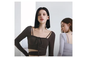 Custom New-Style Breathable Spandex/Cotton Pleated Waist-Cinching Yoga Wear Womens Running Casual Fitness Long-Sleeve Pilates