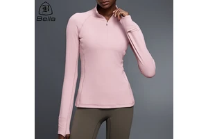 High-end Custom Activewear Stand Collar Quarter Zip Sports Jacket Women's Long Sleeve Workout Yoga Top