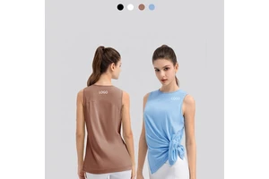 Pull Over Quick Dry Workout Tank Tops Loose Breathable Round Neck Sleeveless Running Fitness Yoga Sports Shirt Women