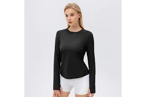 Women's Ice Silk UPF50+ Quick Dry Sports Top Long-Sleeved Yoga Running Fitness Clothes Breathable Loose Fit Eco-Friendly for
