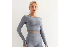 Popular Hot Selling Women Sexy Tight Seamless Sportswear Fitness Long Sleeve Yoga Top