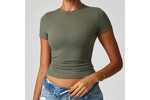 Women's Round Neck Slim Fit Quick Drying Sports Short Sleeved Outdoor Running Fitness Yoga T-shirt
