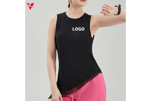 Custom Logo Women Solid Sleeveless Running Vest Sport Gym Fitness Clothing Quick Drying Skin Friendly Ladies Yoga Tank Tops 2129
