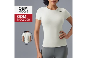D25096 Modal Round Neck Versatile Sports T-shirt Naked Feeling Skin-friendly Waist-hugging and Slimming Fitness Yoga Top