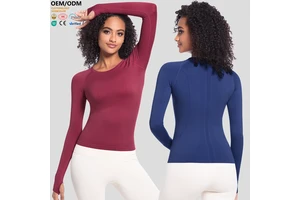 XW-6680 Breathable High-intensity Training Thumb Hole Quick Dry Long Sleeve Tight Sports Fitness Top Running Sliming Yoga Top