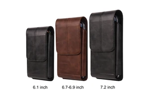 Multifunction Universal Mobile Phone Belt Clip Holster PU Leather Phone Waist Bag Pouch with Card Holder for iPhone for Samsung