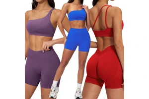TZ7790-5 Women's Seamless Yoga Set One Shoulder Quick Dry Tight Sports Suit Outdoor Casual Running Fitness Outfit