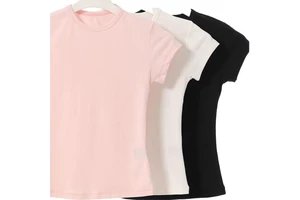 Custom Logo Women's Short Sleeve Tops O-Neck Casual Wholesale Blank Baby Tee Spandex Cotton Summer T-Shirt Slim Fit For Women