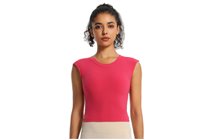 Women's Lightweight Quick-Drying Sports Fitness T-Shirt Breathable Casual Running Yoga Top with Front Logo Short Sleeve
