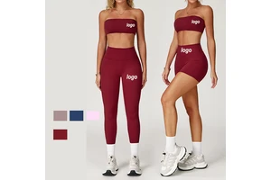High Waist Yoga Suit Nude Hip Lift Sports Casual Fitness Suit Cross Waist Yoga Sets Fitness Buttery Soft Women Yoga Set