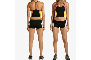 Custom Contrasting Colors Sports Outfit Workout Women Sleeveless Yoga tank Top V-neck Breathable Leisurewear