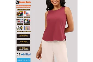 Wholesale Summer Lightweight Casual Ladies Vest Custom Logo O-neck Sleeveless Fashion Sport Yoga Loose Gym Tank Top for Women