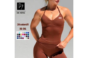 Wholesale V-Neck Halter Yoga Vest Tight Sports Tank Top Outdoor Running Fitness Custom Workout Yoga Bra Top for Women