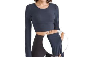 Women's Yoga Workout Open Back Long Sleeve Cross Back Short Sleeve Crop Top Plus Size Lightweight Body Shaping Activewear