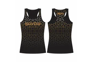 SAVOW FIGHT WEAR Customized High Lightweight Spandex/Polyester Knitted Lace Yoga Tank Top Women's Sports Fitness Gym Front