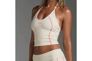 OEM Custom Color Block Low Neck Padded Crop Tank Top for Women, Fitness Running Yoga Sports Top