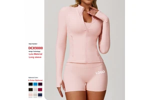 Custom High Quality Autumn Winter Zipper Long Sleeves Quick-Drying Yoga Clothes Running Sport Fitness Clothes Women Jackets Tops