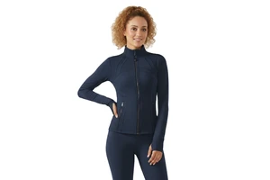 Women Yoga Jacket Stand Collar Long Sleeve Running Top With Hidden Pocket Full Zipped Gym Workout Jacket Soft Women Fitness Wear