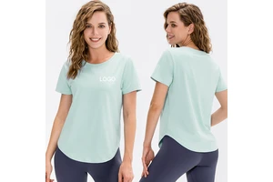 Women's Plus Size Yoga T-Shirt Breathable Lightweight Comfortable Sports Short Sleeved Seamless Training Shirts Top